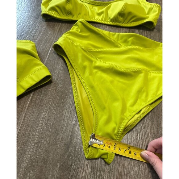 New Fabletics High Tide zip-front swim top and High Rise Swim Set green martini - Picture 5 of 9